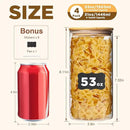 53oz Glass Food Storage Jars, Glass Jars with Bamboo Lids, Kitchen Storage Jars, Set of 4, Canisters with Airtight Lids for Spice, Coffee, Cookie, Pantry Organizers by CozyNest Decor