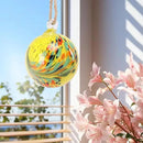 VCUTEKA Hanging Garden Gazing Ball, Hand-Blown Glass Witch Ball for Outdoor Garden Décor, 6" Yellow Swirl by CozyNest Decor