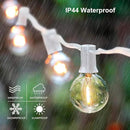2-Pack 25Ft Outdoor LED String Lights with 50+4 Shatterproof LED Clear Plastic Globe Bulbs,Commercial Lighting for Patio Cafe Porch Bistro Party Wedding Christmas Indoor/Outdoor Decoration,White Wire by GreenHaven Gardens