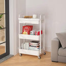 Calmootey 3-Tier Rolling Utility Cart with Drawer,Multifunctional Storage Organizer with Plastic Shelf & Metal Wheels,Storage Cart for Kitchen,Bathroom,Living Room,Office,White by CozyNest Decor