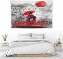 Japanese Red Geisha Tapestry Asian Cherry Blossom Red Sun Traditional Kimono Folk Tapestries Home Decor for Living Room Bedroom Apartment Farmhouse Dorm 60"x40" by CozyNest Decor