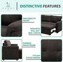 Naomi Home L-Shaped Reversible Sectional Sofa with Pull-Out Sleeper Bed and Storage Chaise, Espresso Velvet by CozyNest Decor