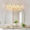 Modern Vanity Light 4-Lights Brushed Nickel Vanity Light Crystal Bathroom Wall Light Bathroom Light Fixtures by CozyNest Decor