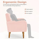 Chenille Fabric Accent Chair, Upholstered Armchair with Solid Wood Legs, Modern Living Room Accent Chair, Comfy Single Sofa Chair Reading Club Chair for Bedroom Reception Lounge, Pink by CozyNest Decor