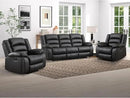 EBELLO Faux Leather Manual Recliner Sofa Set, 2 Recliner Chair, 3 Seat Reclining Sofa, Couch Set for Living Room, Bedroom, Meeting Room, Black (2Recliner+Sofa) by CozyNest Decor