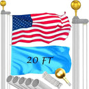 Flag Pole Kit 20FT, 12 Gauge 1.8mm Thickness Heavy Duty Flag Poles with 3x5 American Flag, Silver Flag Pole for Outdoor House In Ground, Extra Thick Flagpoles Suitable for Yard and Garden by GreenHaven Gardens