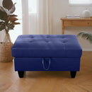 Ottoman Rectangular Storage Ottoman Bench, Faux Leather Footrest, Coffee Table, Stool Footstool with Hinged Lid for Living Room, Bedroom, Entryway, Blue, 35"x23.5"x17.5" by CozyNest Decor