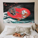 Houselerax Koi Fish Tapestries,Japanese Style Yin Yang Big Wave Cherry Blossoms Tapestry Wall Hanging for Bedroom Living Room Office Decor 60"x40" by CozyNest Decor