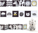 Taf Toys Newborn Soft Activity Book Black & White High Contrast Baby Book Infant Sensory Toys Tummy Time Soft Cloth Books for Babies Textured Fabric Crinkling Shapes Patterns 0-12 Months Newborn Toys by TinyTreasures Baby Boutique