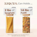 ComSaf 2.2 Qt Rectangle Glass Storage Containers with Lids, Glass Jars with Bamboo Lids, Clear Food Storage Jar, Tall Spaghetti Container, Pantry Storage Container for Pasta Flour Oats Nuts Rice by CozyNest Decor