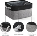 TheWarmHome Storage Basket for Organizing - 14x10x7 inch Medium 3 Pack Collapsible Storage Bin for Shelves with Rope, Fabric Storage Cubes for Organizer Cloth Gift Toy Closet (Black & Grey) by TinyTreasures Baby Boutique
