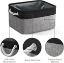 TheWarmHome Storage Basket for Organizing - 14x10x7 inch Medium 3 Pack Collapsible Storage Bin for Shelves with Rope, Fabric Storage Cubes for Organizer Cloth Gift Toy Closet (Black & Grey) by CozyNest Decor