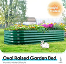 Quictent Galvanized Raised Garden Bed Kit, 6x3x1.5 ft Oval Metal Planter Box Tall for Vegetables Outdoor Backyard, Rubber Strip Edging Included, Dark Green