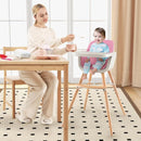 HONEY JOY High Chair, 3-in-1 Eat & Grow Wooden Highchair/Booster Seat/Toddler Chair with Removable Tray, 5-Point Harness, PU Cushion and Footrest for Baby, High Chair for Babies and Toddlers(Pink) by TinyTreasures Baby Boutique