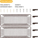 2 Sets Extra Large Hanging Wall Basket, Brown Metal Wire Baskets with Steel Hooks for Organizing, WallmountedFruit Vegetable Toy Snack Storage, Home Kitchen Bathroom Laundry Pantry Organizer by GreenHaven Gardens