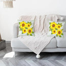 Embroidered Decorative Throw Pillow Cover, 18"x18" Set of 2, Farmhouse Pillowcase Yellow Sunflower Knit Pattern Cotton Canvas Cushion Case Square Floral Pillow Case for Sofa Couch Bed Living Room by CozyNest Decor