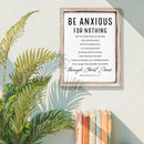 Christian Wooden Wall Signs, Farmhouse Home Decor, Christian Hanging Decor, Living Room Decors, Framed Wall Plaque Sign 15 * 11.5 inches, Be Anxious for Nothing Sign by CozyNest Decor