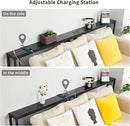 ELYKEN 2 Pack 5.9" Narrow Console Sofa Table with Power Outlets, 5.9" Dx39.4 Wx31.1 H Long Black Behind Couch Table with Metal Frame and Charge Station with 6.5’ Extension Cord by CozyNest Decor