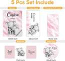 Personalized Baby Bedding Set, 5 Pcs Custom Baby Crib Sets with Name, Toddler Bedding Set for Baby Girls, Pink Elephants Double Layer Nursery Bedding Set, Customized Gifts for Infants Kids by TinyTreasures Baby Boutique
