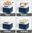 HNZIGE Cube Storage Bins Basket for Shelves Set of 4, Fabric Storage Cubes Baskets Closet Storage Bins for Cube with Handles, Cubby Storage Bins Baskets for Organizing Home and Office (White Blue) by CozyNest Decor
