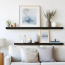 LaVie Home Floating Shelves, 47 Inch Wall Shelf Set of 2, Hanging Shelf with Invisible Brackets, Wall Decor for Bathroom, Bedroom, Living Room, Kitchen Storage,Classic Black by CozyNest Decor