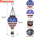 VOREEN American Flag Hot Air Balloon Solar Lantern, Mosaic Solar Outdoor Hanging Wind Light, IP44 Waterproof, Patio Festive Decor, Patriotic Theme, Easter Gifts for Mom Grandma by GreenHaven Gardens
