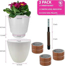 GARDENIX DECOR Self Watering Pots for Indoor Plants 3 Pack - Flower Pot with Water Level Indicator for Plants, Grow Tracking Tool - Self Watering Planter Plant Pot - Coco Coir - White by GreenHaven Gardens