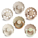 FRIGG Natural Rubber Baby Pacifier 6-Pack Cinnamon Charm | Made in Denmark | BPA-Free (6-18 Months) by TinyTreasures Baby Boutique
