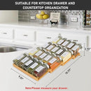 Spice Drawer Organizer with 18 Spice Jars,216 Labels,50 Non-slip Rubber, Bamboo 4 Tier Seasoning Rack Tray Insert for Kitchen Drawers,Cabinets,Countertop,9" Wide x 15.8" Deep by CozyNest Decor