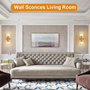 Gold Crystal Wall Sconces Set of Two, Wall Sconce Set of 2, Brass Sconces Wall Lighting with K9 Crystal Lampshade, Wall Lights for Bedroom Living Room Bathroom Hallway by CozyNest Decor