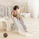 YUFU 8 in 1 Toddler Slide Set, Kids Slide for Toddlers Age 1-3, Toddler Playset with Climber, Basketball Hoop and Ball, Outdoor Indoor Playground for Toddlers 1-3 (Beige+Gray) by TinyTreasures Baby Boutique