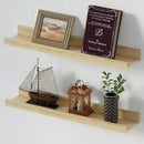 SAUMONIERES Picture Ledge Shelf Floating Book Shelves Set of 2 Wall Mounted Solid Wood for Bedroom Bathroom Living Room Kitchen, 24 Inch Natural by CozyNest Decor