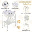 HONEY JOY Baby Changing Table with Bathtub, Foldable Infant Diaper Changing Station with Wheels, Storage Tray, Waterproof Pad, Portable Newborn Nursery Organizer Bath Stand for Boys Girls (White) by TinyTreasures Baby Boutique