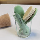 3 Piece Baby Hair Brush & Comb Set for Newborns- Soft Goat Bristle Hair-Brush, Silicone Bath Brush and Plastic Comb for Infant, Toddler, Kids - Baby by TinyTreasures Baby Boutique