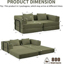 78" W Loveseat Sofa, 4 in 1 Convertible Floor Sofa Bed, Boneless Cloud Couch with Cup Holder, Fold Out Floor Couch, Loveseat Recliner Sleeper for Living Room Bedroom Lounge(Corduroy, White) by CozyNest Decor
