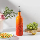 Sweejar Ceramic Olive Oil Dispenser Bottle, 24 Oz Relief Opaque Oil Cruet Protects To Reduce Oxidation, Suitable for Storage Soy Sauce, Coffee Syrup, Liquids, Set of 1 (Gradient Orange) by CozyNest Decor
