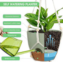Hanging Planters for Indoor Outdoor Plants, 2 Pack Self Watering Hanging Pot with Drainage Holes, Removable Tray & 2 Kinds of Plant Hangers, 10'' Hanging Flower Pots for Home Garden Decor, Green by CozyNest Decor