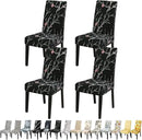 JQinHome Pattern Chair Covers for Dining Room Set of 4, High Stretch Removable Washable Parsons Chair Slipcover for Home Party Hotel Wedding Ceremony (Flourish Black,4PCS) by CozyNest Decor