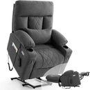 Power Lift Recliner Chair for Elderly with Extended Footrest, Infinite Position Lay Flat Recliner Chair for Adult W/Massage & Heating, Adjustable Headrest, 3-Motor Zero Gravity,Cup Holder, Fabric by CozyNest Decor