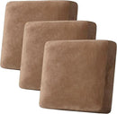 H.VERSAILTEX Velvet Stretch Couch Cushion Cover Plush Cushion Slipcover for Chair Loveseat Sofa Cushion Furniture Protector Seat Cushion Sofa Cover (3 Piece XL Sofa Cushion Covers, Camel) by CozyNest Decor