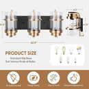 Black Gold Vanity Lights,3 Lights Bathroom Light Fixtures,Gold Finish Industrial Modern Wall Sconces 3 Lights,Bathroom Wall Lights(Bulbs not Included) by CozyNest Decor