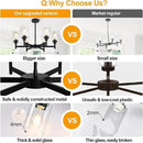 Black Chandeliers, 6 Light Dining Room Light Fixtures Over Table, Farmhouse Chandeliers for Dining Room with Clear Glass Shade for Kitchen Island Living Room Bedroom Bathroom, Height Adjustable by CozyNest Decor