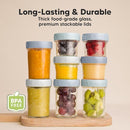 KeaBabies 4pk 8oz Glass Baby Food Containers with Lids - Leak-Proof, Microwavable Small Glass Jars, Baby Purees & Toddler Snack Storage Containers, BPA-Free, Dishwasher & Freezer Safe (Slate) by TinyTreasures Baby Boutique