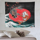 Houselerax Koi Fish Tapestries,Japanese Style Yin Yang Big Wave Cherry Blossoms Tapestry Wall Hanging for Bedroom Living Room Office Decor 60"x50" by CozyNest Decor