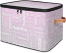 Custom Storage Basket with Name, Personalized Storage Bins with Zipper Lid, Foldable Fabric Storage Box Large capacity with Handle Grey Pink Gradient by TinyTreasures Baby Boutique