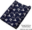 Personalized Baby Crib Bedding Set, 5-Piece Navy Deer Design Baby Crib Sets with Custom Name, Toddler Double Layer Blanket Fitted Sheets Changing Pad Cover Rug Wall Art Set, Charming Nursery Decor by TinyTreasures Baby Boutique