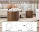 CIMOTA Round Wood Nesting Coffee Table Set of 2, Modern Circle Travertine End Side Table Sets for Living Room, Walnut Wooden Color/No Assembling by CozyNest Decor
