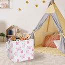 FANKANG Square Nursery Hamper Storage Bins Canvas Laundry Basket Foldable with Waterproof PE Coating Storage Baskets Gift Baskets for Children, Office, Bedroom, Clothes（Square-pink butterfly ） by TinyTreasures Baby Boutique