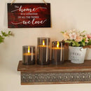 Homemory Grey Glass Flameless Candles, Battery Operated LED Pillar Candles with Remote Control and Timer, Radiance Candles, Real Wax, Set of 3,D3 xH4 5" 6" by CozyNest Decor