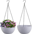 8 inch Small Hanging Planters for Indoor Outdoor Plants, 2 Pack Hanging Flower Pots with Drainage Holes and Chain for Garden Porch, Plastic Hanging Baskets for House Plants, Speckled Grey by GreenHaven Gardens
